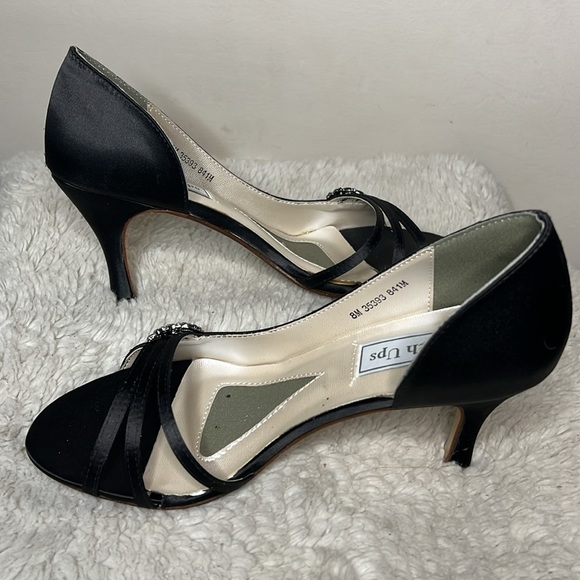 NIB TOUCH UPS black satin, with rhinestones sharmain 841M size 8 eight - Picture 6 of 7